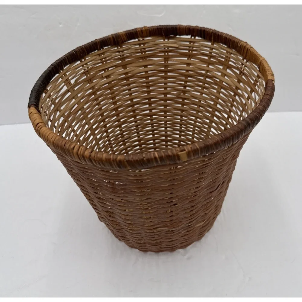 Vintage Woven Wood‎ Splint Waste Basket Rustic Farmhouse Decor Storage